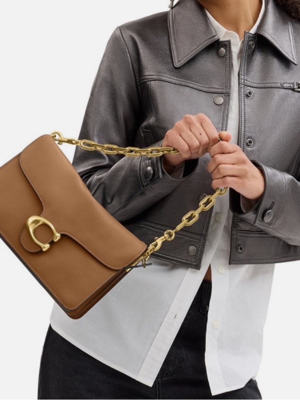 Coach Chain Tabby Shoulder Bag 26 Honey Brown - Picture 4 of 17